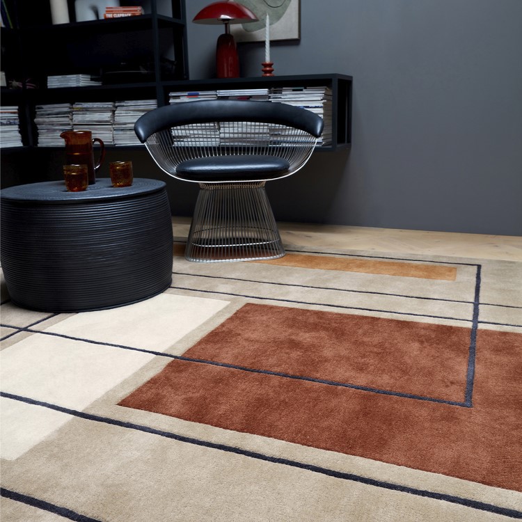 Terracotta Rug with Abstract Lines - 230 x 160 cm - Reef