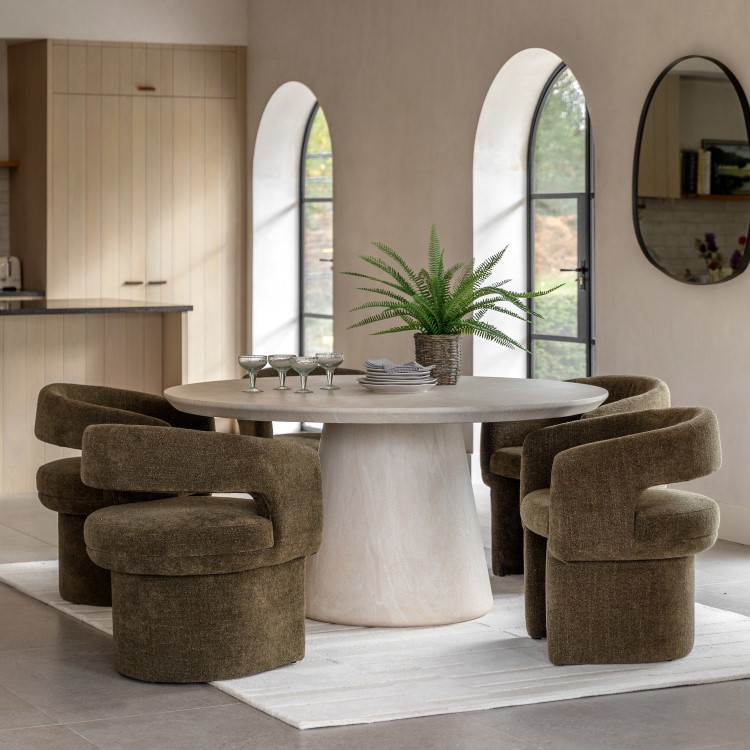 Travertine Round Dining Table - Seats 4 - Pedra - Caspian House