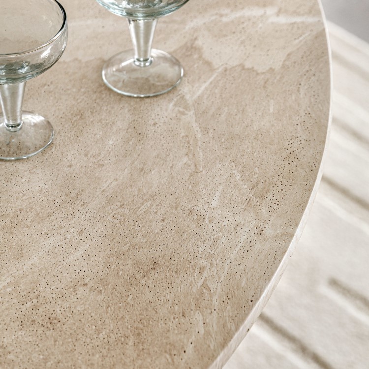 Travertine Round Dining Table - Seats 4 - Pedra - Caspian House