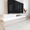 Wide White Gloss TV Stand with Storage &amp; LEDs - TV&#39;s up to 70&quot; - Evoque
