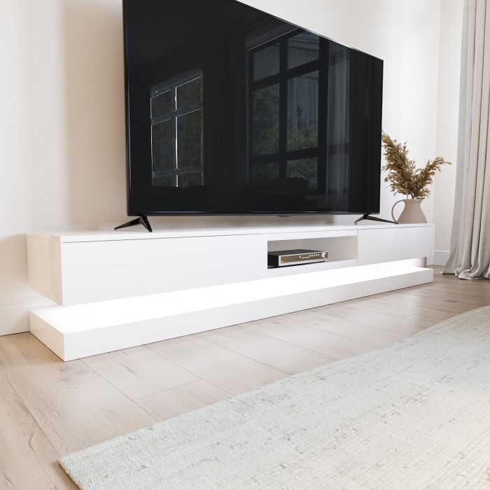 Evoque XL White High Gloss TV Unit with LED Lighting TV's up to 80