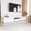 Wide White Gloss TV Stand with Storage &amp; LEDs - TV&#39;s up to 70&quot; - Evoque