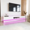 Wide White Gloss TV Stand with Storage &amp; LEDs - TV&#39;s up to 70&quot; - Evoque