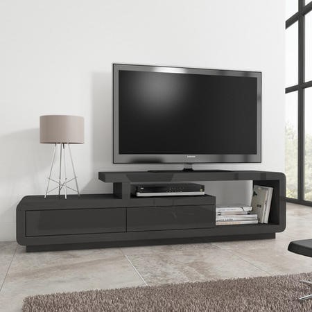 Evoque Grey High Gloss TV Unit Stand with Storage Drawers - BuyItDirect.ie Evoque Grey High Gloss TV Unit Stand with Storage Drawers - BuyItDirect.ie
