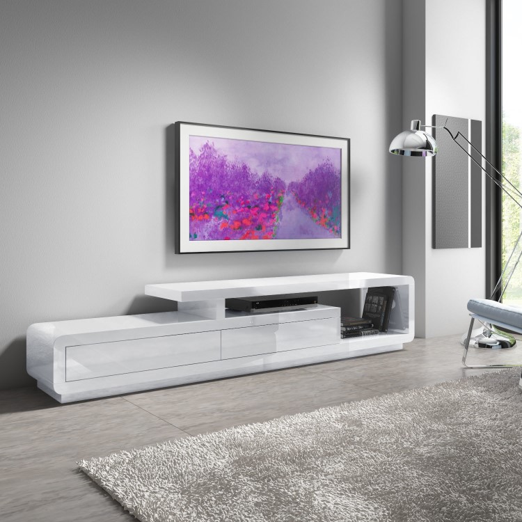 Extra Large White Gloss TV Unit - TV's up to 47" - Evoque