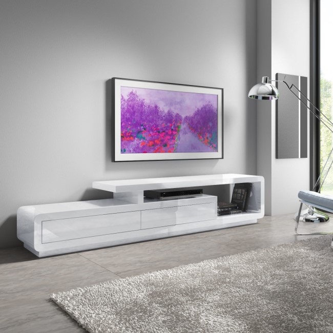 Extra Large White Gloss TV Unit - TV's up to 47" - Evoque