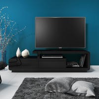 Evoque Geometric TV Unit in Black High Gloss with Touch Open Drawers 