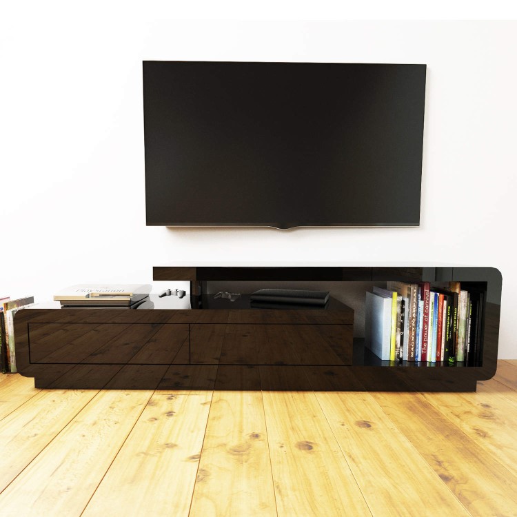 Evoque Black High Gloss TV Unit Stand with Storage Drawers