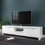 Grade A1 - Large White Gloss TV Unit with LED & Storage - TV's up to 56" - Evoque