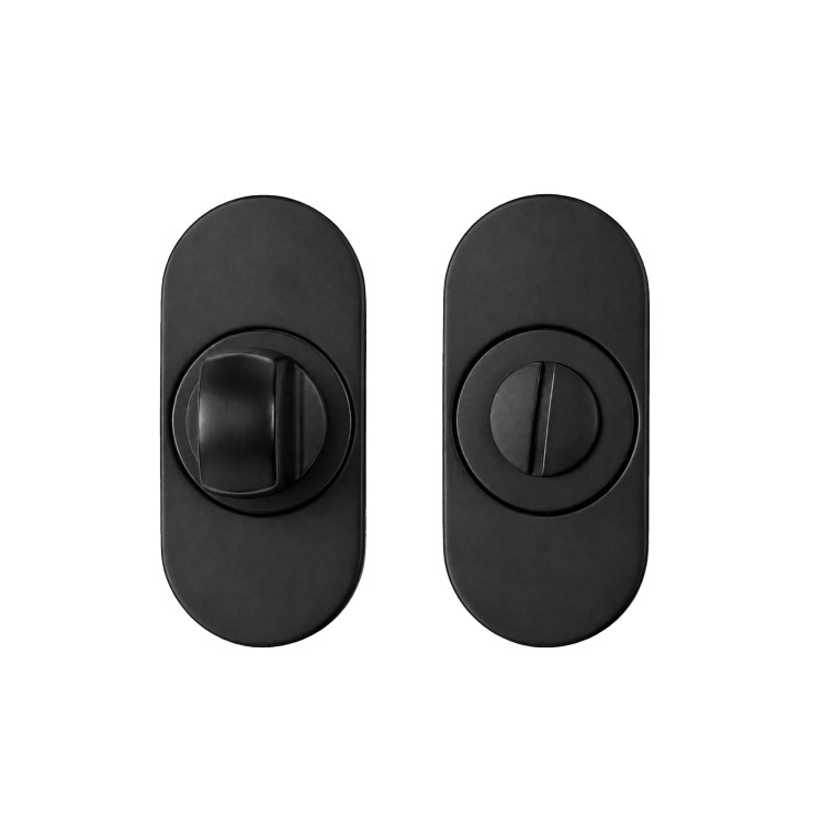 Internal Matt Black Bathroom Lever Door Handle with Lock Latch and Hinges Pack - 52mm - Forge - XL Joinery