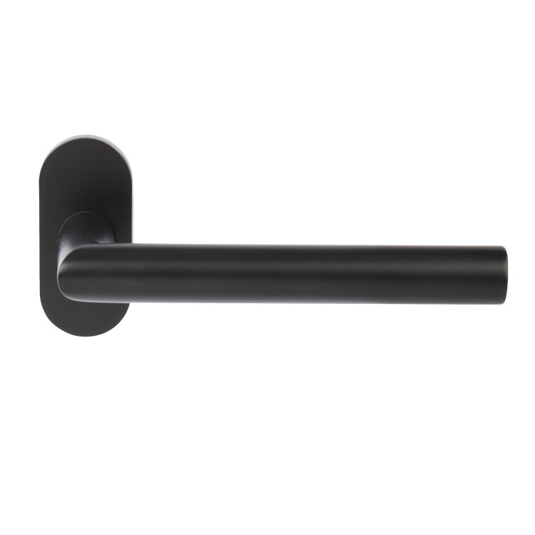 Internal Matt Black Bathroom Lever Door Handle with Lock Latch and Hinges Pack - 52mm - Forge - XL Joinery