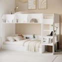 FRD001 White Bunk Bed with Storage Shelves - Freddie