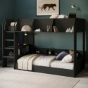 FRD002 Black Bunk Bed with Storage Shelves - Freddie