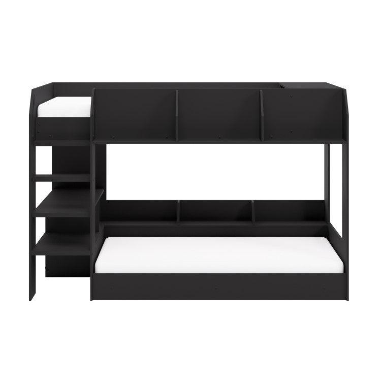 Black Bunk Bed with Storage Shelves - Freddie