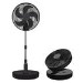 electriQ 12-inch Rechargeable and Foldable Black DC Pedestal Fan - Quiet Operation for Versatile Indoor and Outdoor Comfort