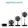 GRADE A1 - electriQ 12-inch Rechargeable and Foldable Black DC Pedestal Fan - Quiet Operation for Versatile Indoor and Outdoor Comfort