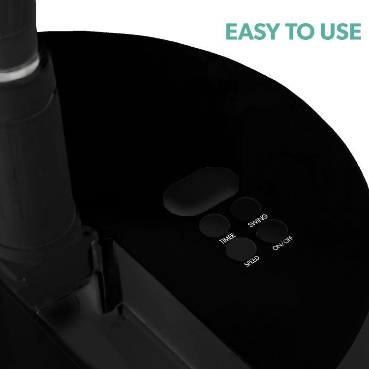 Refurbished electriQ 12-inch Rechargeable and Foldable Black DC Pedestal Fan - Quiet Operation for Versatile Indoor and Outdoor Comfort