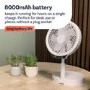 GRADE A1 - electriQ 6 inch Rechargeable and Foldable Quiet DC Fan with LED Light - Indoor or Outdoor