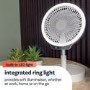 GRADE A1 - electriQ 6 inch Rechargeable and Foldable Quiet DC Fan with LED Light - Indoor or Outdoor