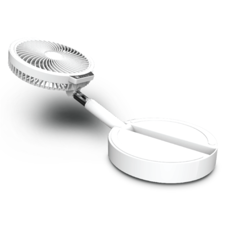 GRADE A1 - electriQ 6 inch Rechargeable and Foldable Quiet DC Fan with LED Light - Indoor or Outdoor