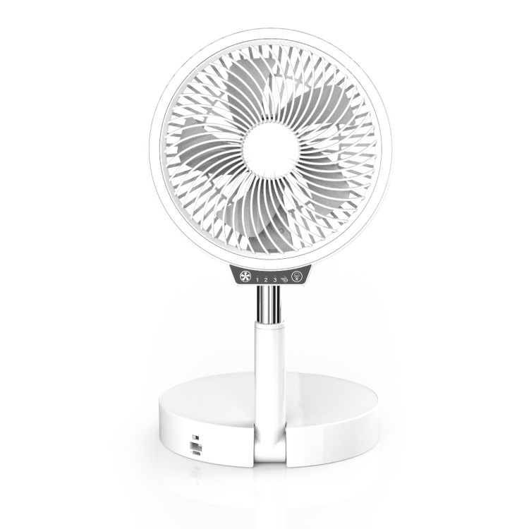GRADE A1 - electriQ 6 inch Rechargeable and Foldable Quiet DC Fan with LED Light - Indoor or Outdoor