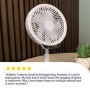 GRADE A1 - electriQ 6 inch Rechargeable and Foldable Quiet DC Fan with LED Light - Indoor or Outdoor
