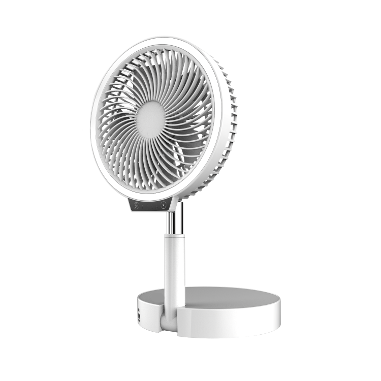 GRADE A1 - electriQ 6 inch Rechargeable and Foldable Quiet DC Fan with LED Light - Indoor or Outdoor