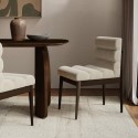 FRJ001 Set of 2 Walnut and Beige Upholstered Mid Century Sculpted Dining Chairs with Wooden Legs - Freja