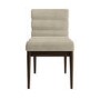 Set of 4 Walnut and Beige Ribbed Upholstered Dining Chairs - Freja