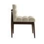Set of 4 Walnut and Beige Ribbed Upholstered Dining Chairs - Freja