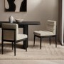 Set of 2 Black and Beige Ribbed Upholstered Dining Chairs - Freja