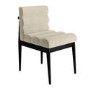 Set of 4 Black and Beige Ribbed Upholstered Dining Chairs - Freja