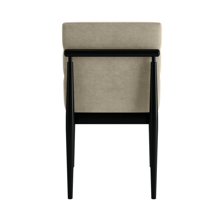 Set of 4 Black and Beige Ribbed Upholstered Dining Chairs - Freja