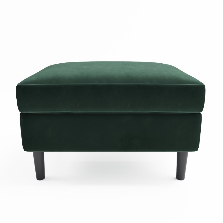 Large Green Velvet Footstool - Frankie