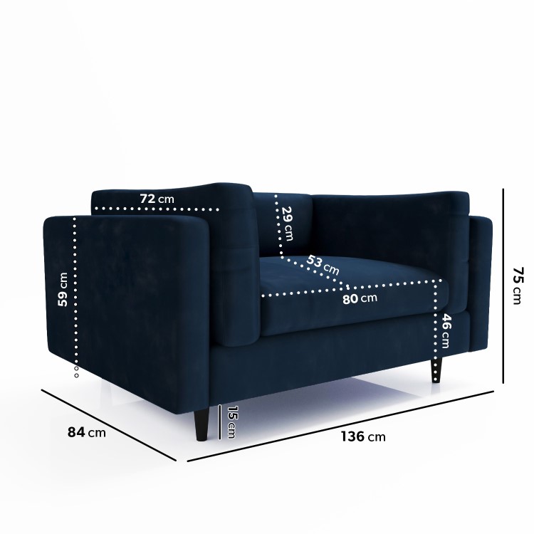Navy Velvet Love Seat - Frankie