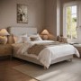 Cream Striped Chenille Double Ottoman Bed with Curved Headboard - Farrow