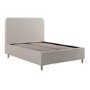 Cream Striped Chenille Double Ottoman Bed with Curved Headboard - Farrow