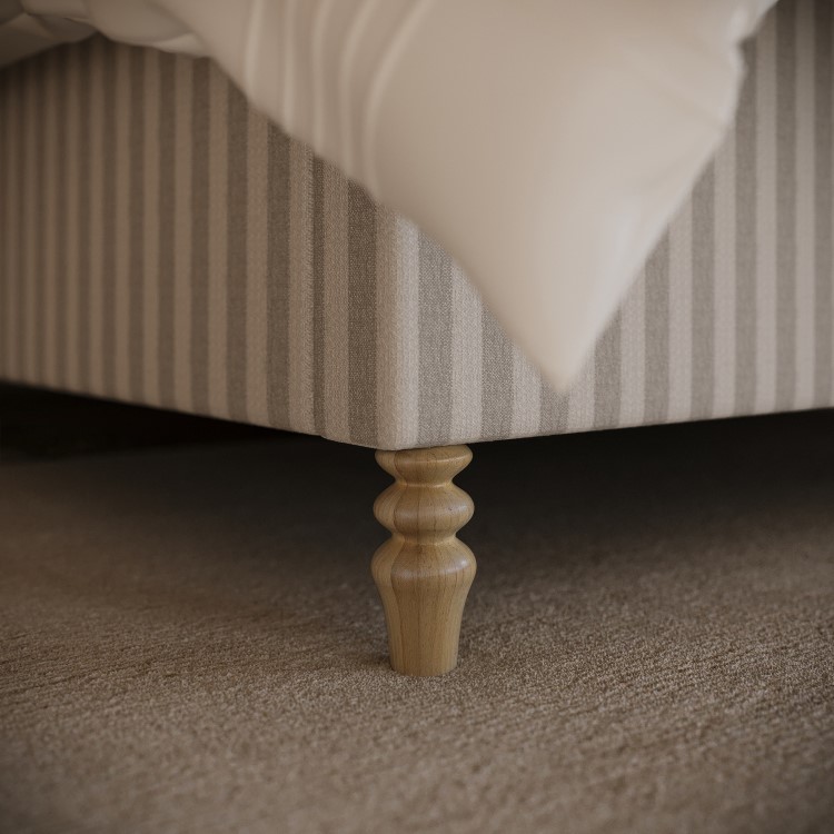 Beige Striped Chenille King Size Ottoman Bed with Curved Headboard - Farrow