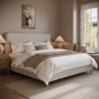 Beige Striped Upholstered Super King Ottoman Bed with Curved Headboard - Farrow