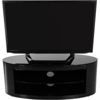 Refurbished Buckingham Oval Affinity TV Stand 1100 Satin Black / Black Glass