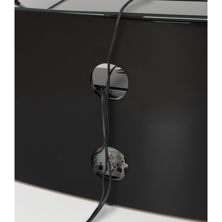 Refurbished Buckingham Oval Affinity TV Stand 1100 Satin Black / Black Glass