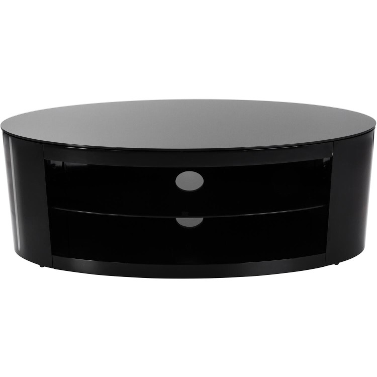 Refurbished Buckingham Oval Affinity TV Stand 1100 Satin Black / Black Glass