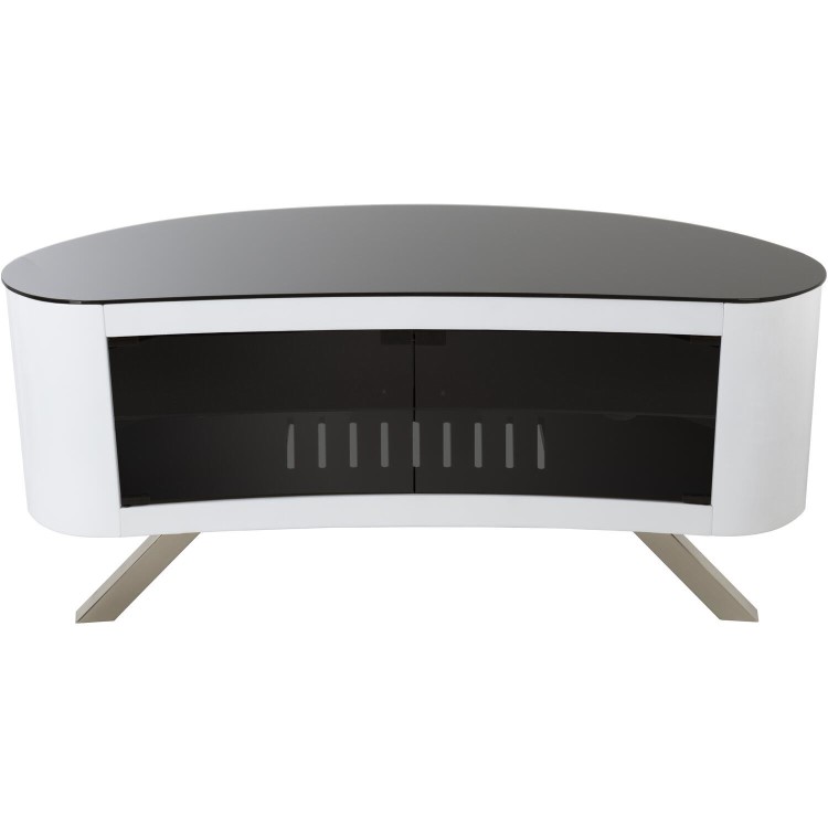 Refurbished Bay Affinity Curved TV Stand 1150 Gloss White / Black Glass
