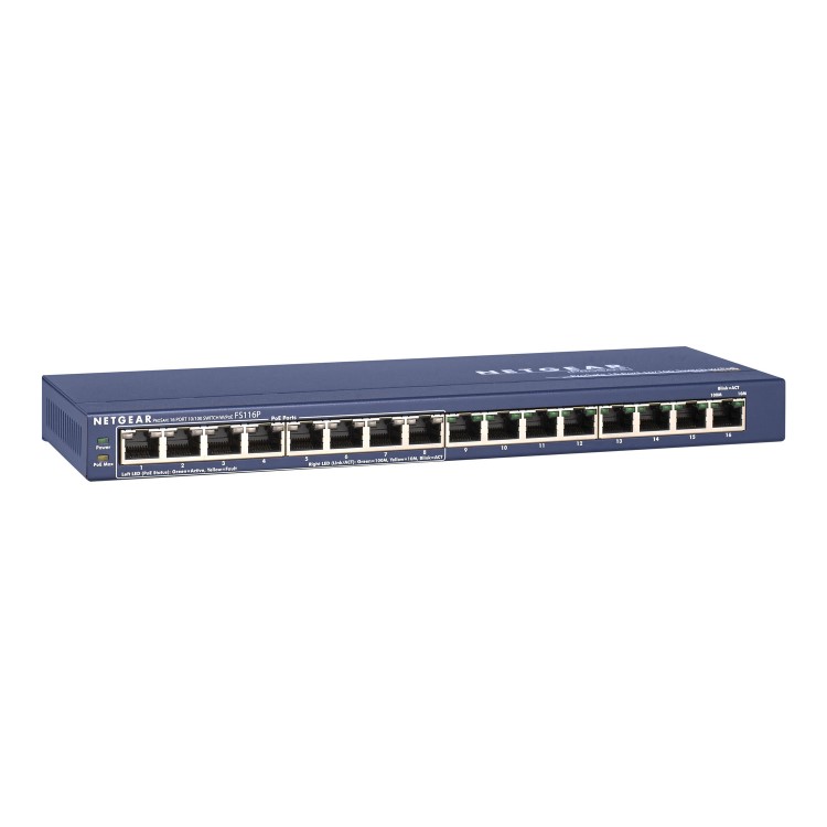NETGEAR ProSafe FS116P 16 Port 10/100 Desktop Switch with 8 Port PoE - switch - 16 ports