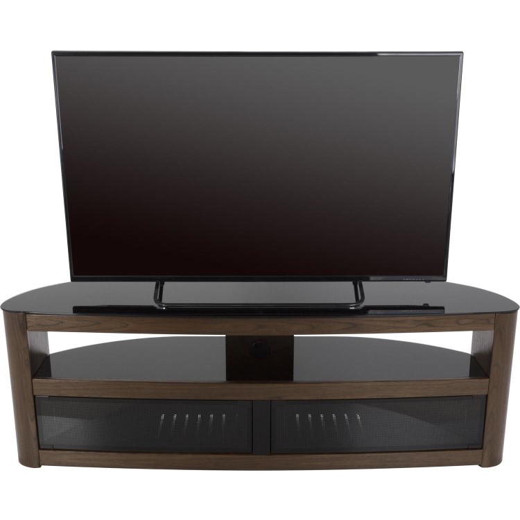 Ex Display - Burghley Affinity Curved TV Stand 1500 Walnut / Black Glass