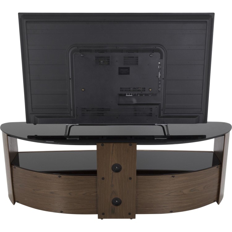 Ex Display - Burghley Affinity Curved TV Stand 1500 Walnut / Black Glass