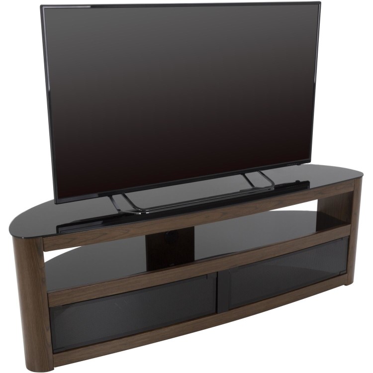 Ex Display - Burghley Affinity Curved TV Stand 1500 Walnut / Black Glass