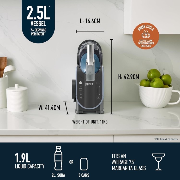 Ninja FS301UK SLUSHi Frozen Drinks Maker  Blue & Grey  Smoothies Slushies & Ice Crushing