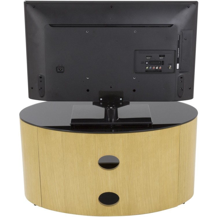 Buckingham Affinity Oval TV Stand 800 Oak / Black Glass