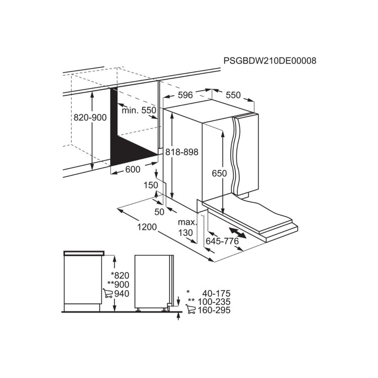 AEG AirDry Integrated Dishwasher - D-rated Black Control Panel